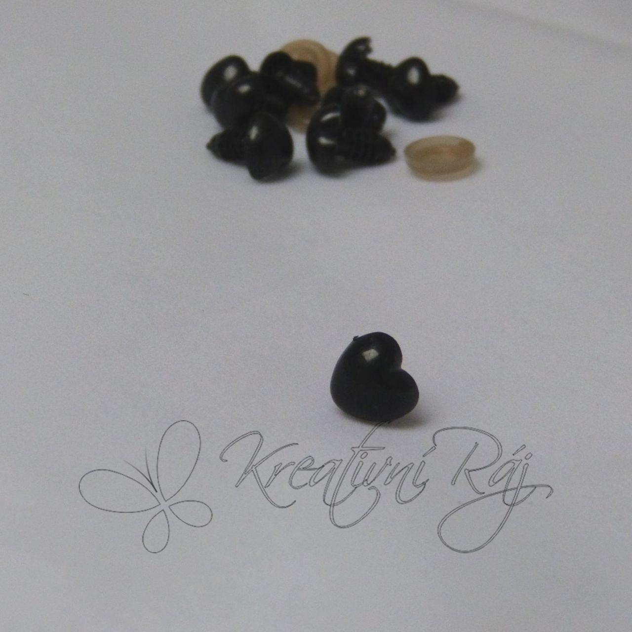 Bezpečnostní čumáček ve tvaru srdce 12 x 13 mm černý