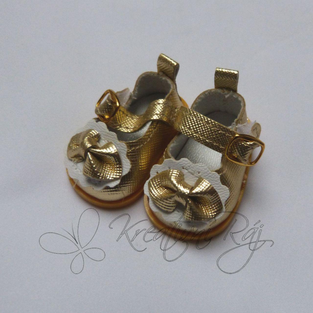 Boty s přezkou pro panenku - zlatá