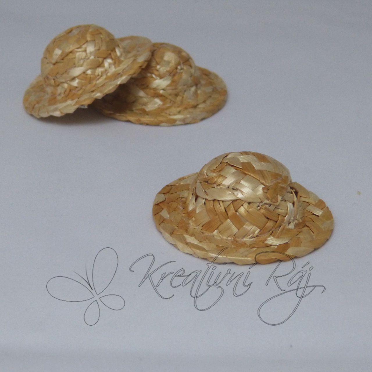 Mini slaměný klobouček, průměr 5,5 cm