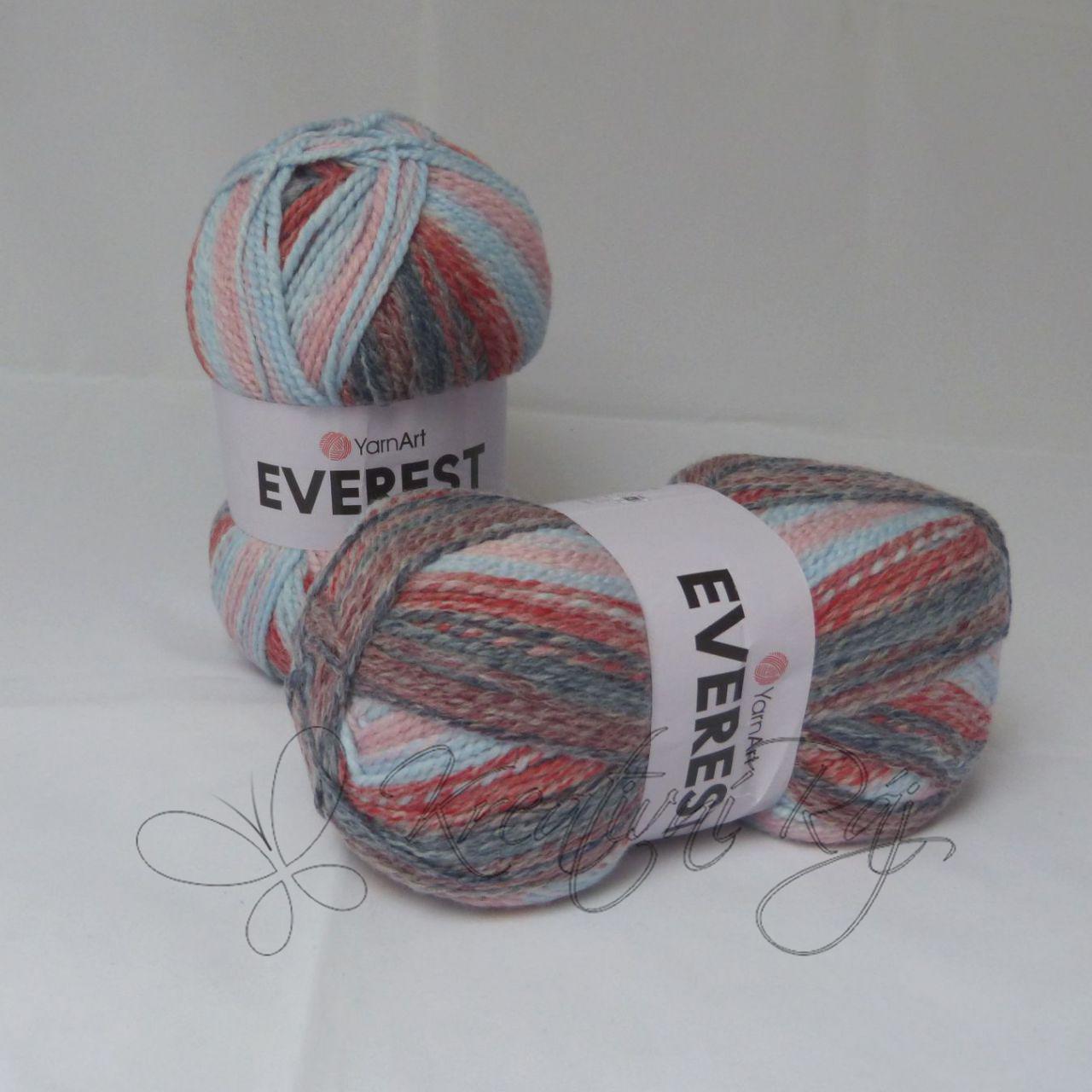 Pletací příze Everest (7065) - červeno-modrý melír