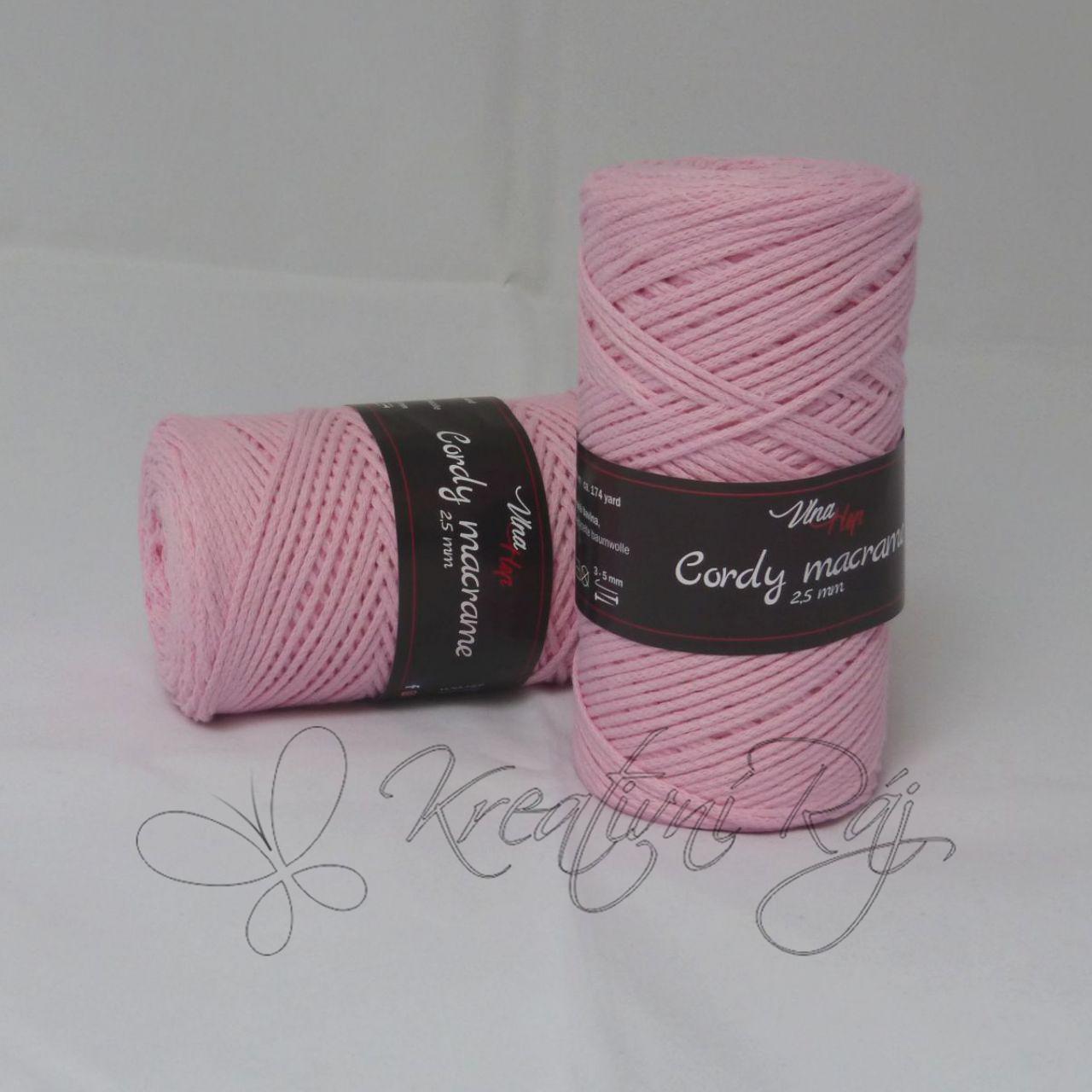 Pletací příze Cordy macrame (8004) - baby růžová