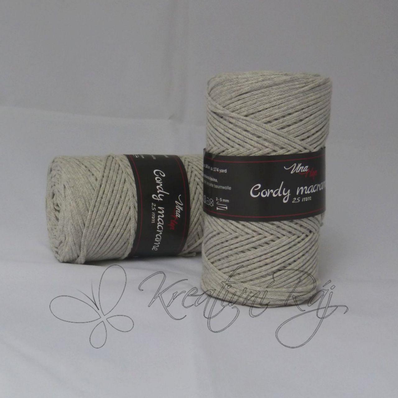 Pletací příze Cordy macrame (8001) - světle šedá